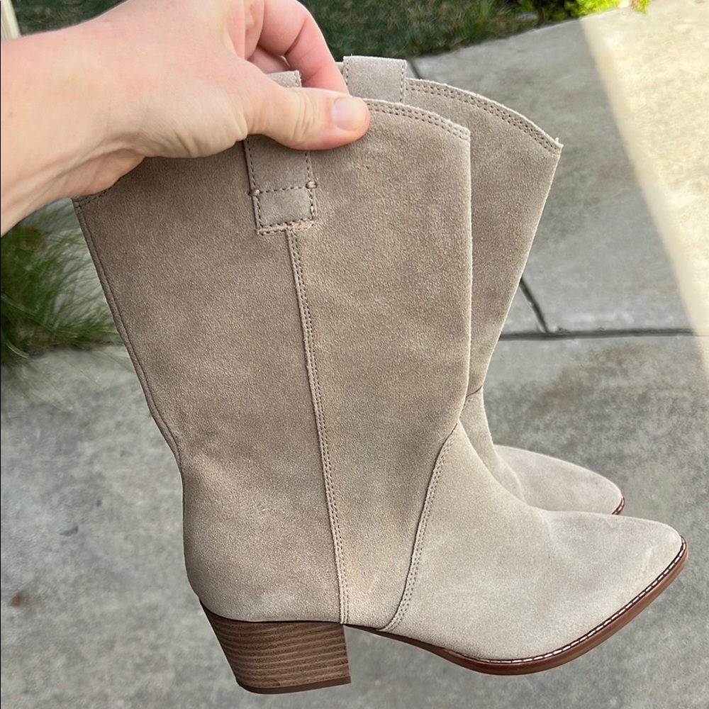 Beige Suede Women's Ankle Boots